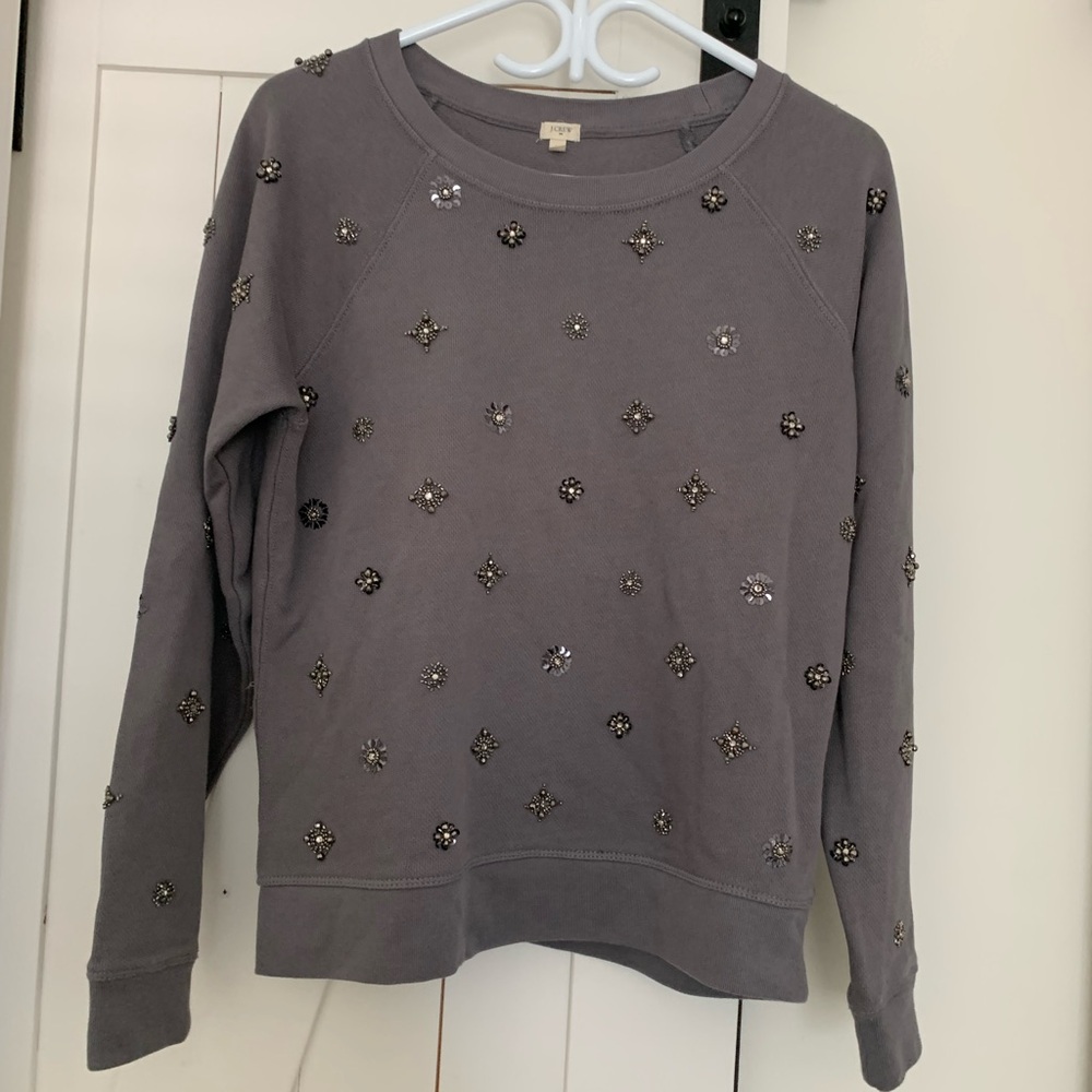 J. Crew Gray Embellished Sweatshirt (M)